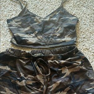 Camouflage Crop Top and Shorts Set